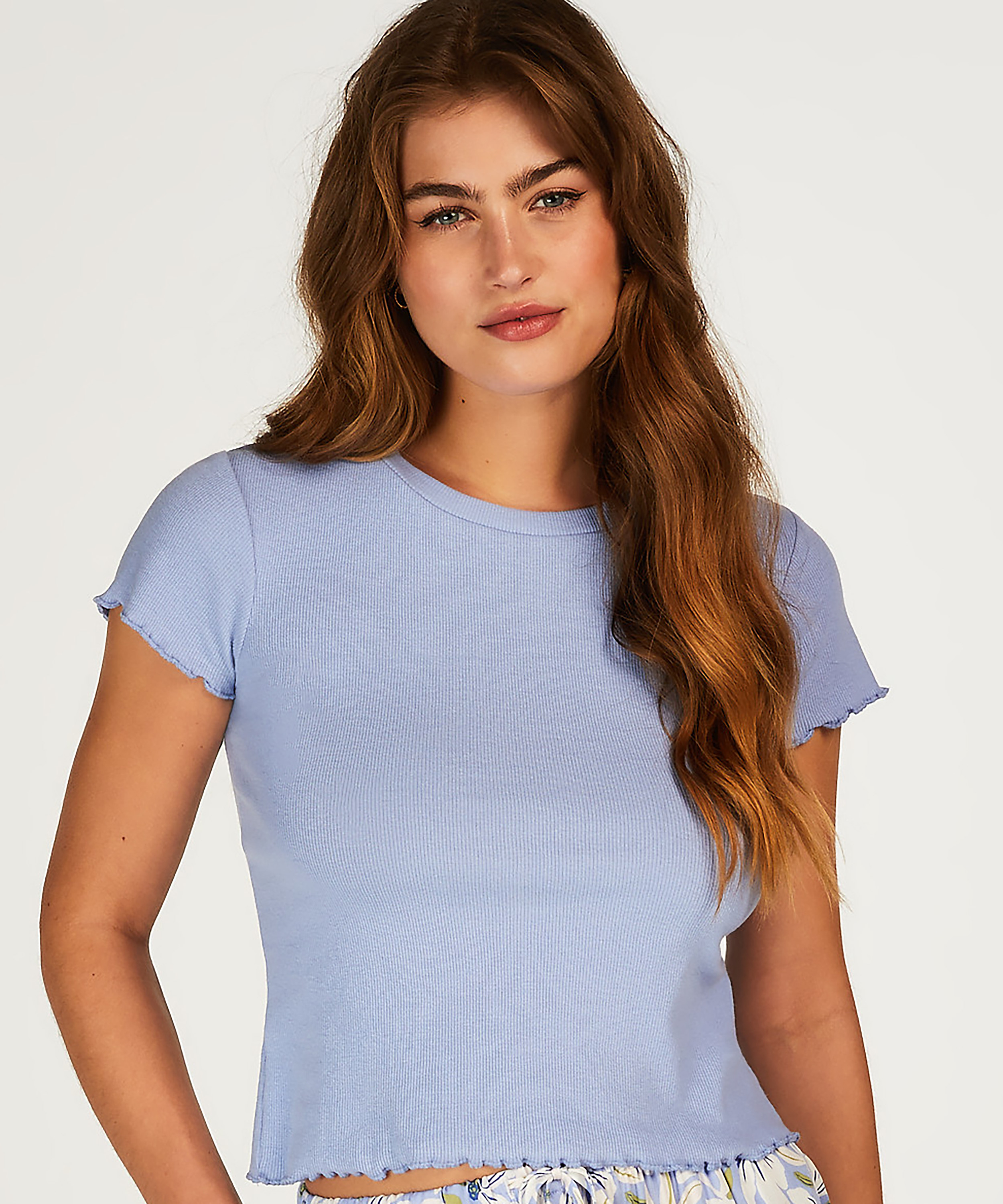 Shirt mit kurzen Ärmeln Rib, Blau, main