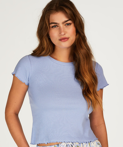 Shirt mit kurzen Ärmeln Rib, Blau