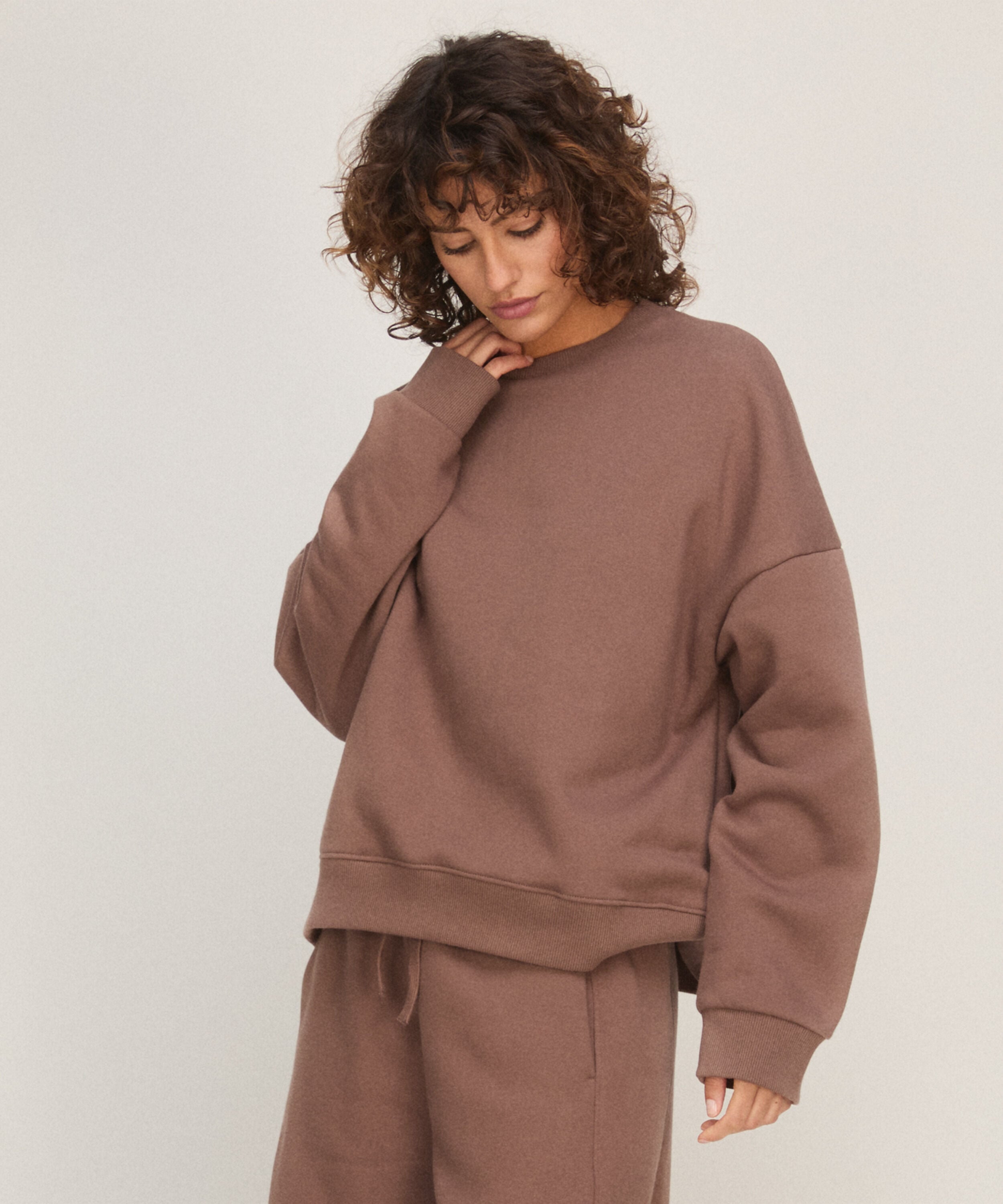Sweat mit Rundhalsausschnitt aus angerautem Sweatstoff