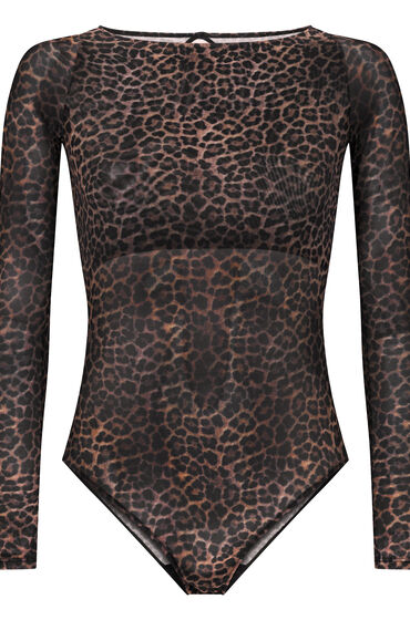 Thumbnail - Hunkemöller Leopard-Langarmbody Tara Schwarz