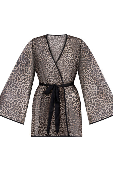 Thumbnail - Hunkemöller Leopard Mesh-Kimono Schwarz