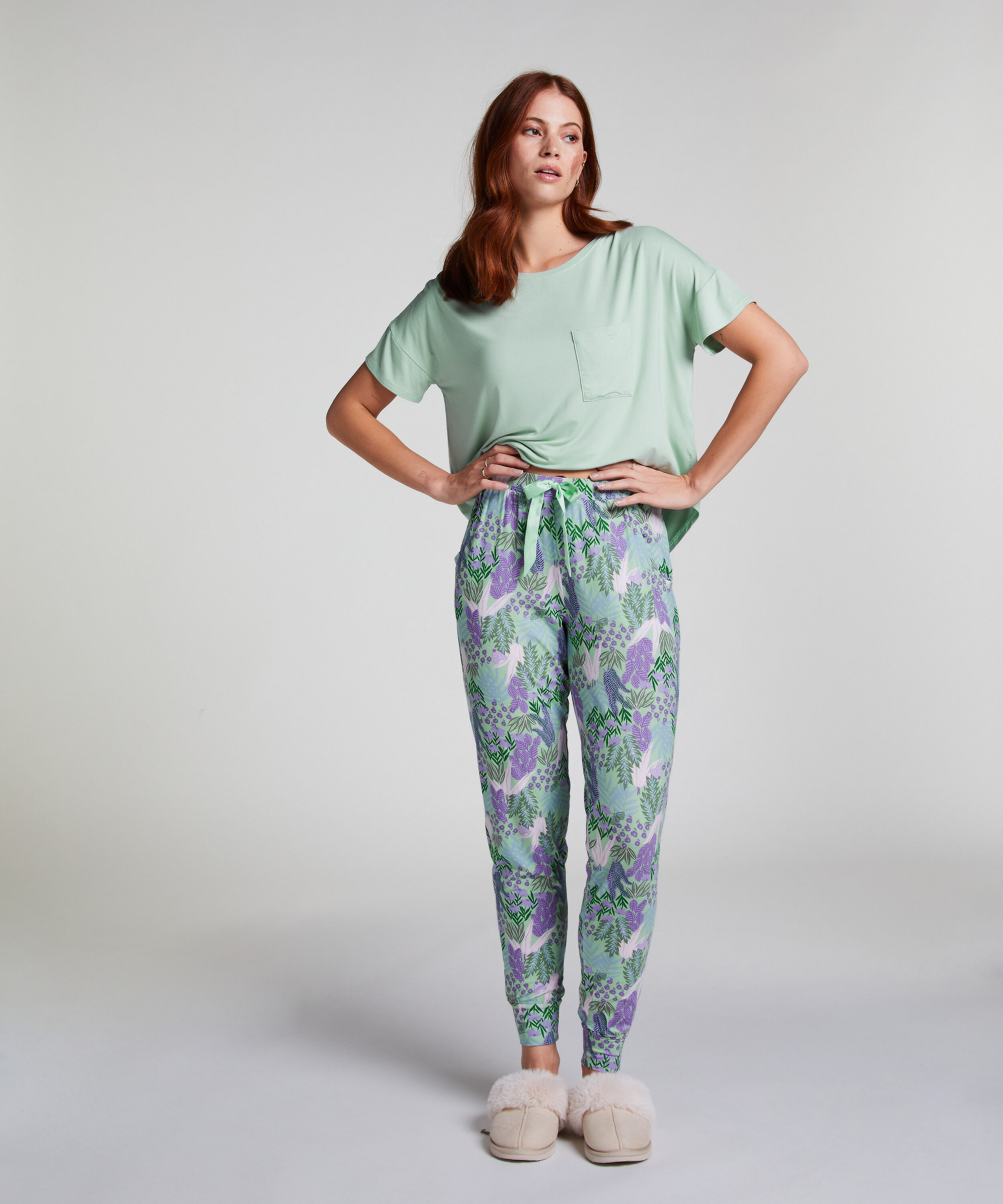 Pyjamahose Jersey, Grün