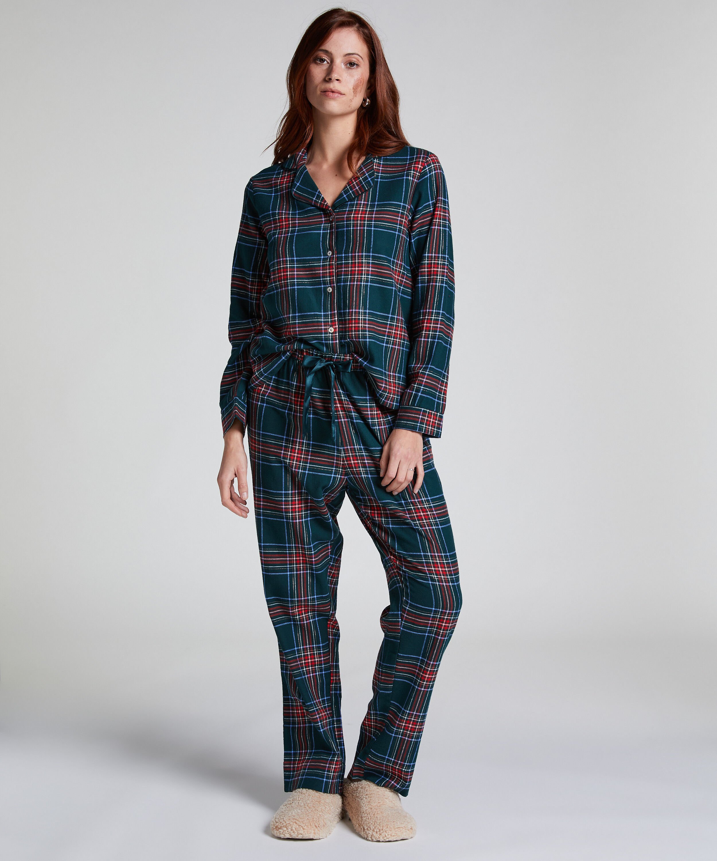 Pyjamaset Flannel, Grün