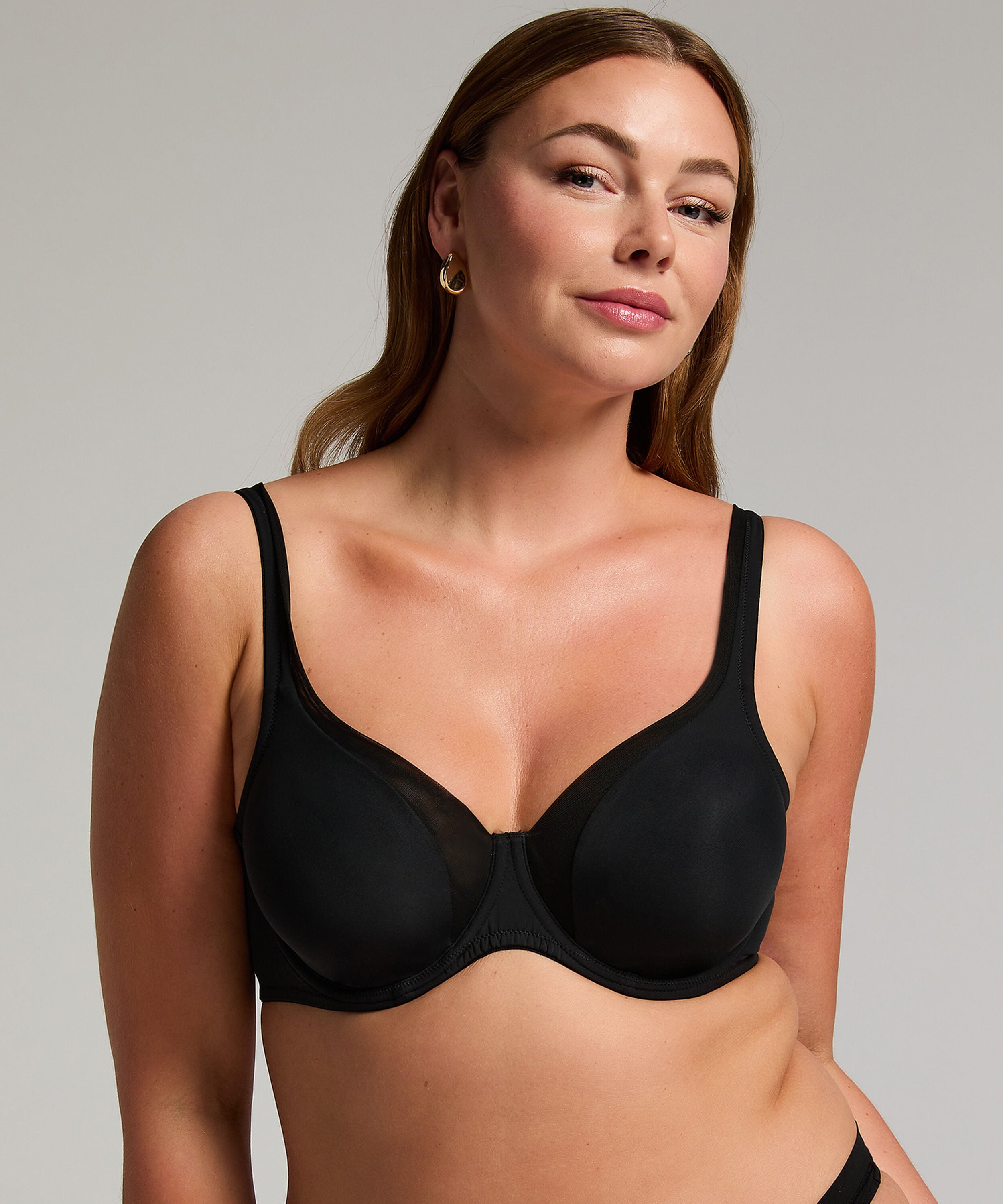 Unwattierter Bügel-BH Mesh, Schwarz Unwattierter Bügel-BH Mesh, Schwarz