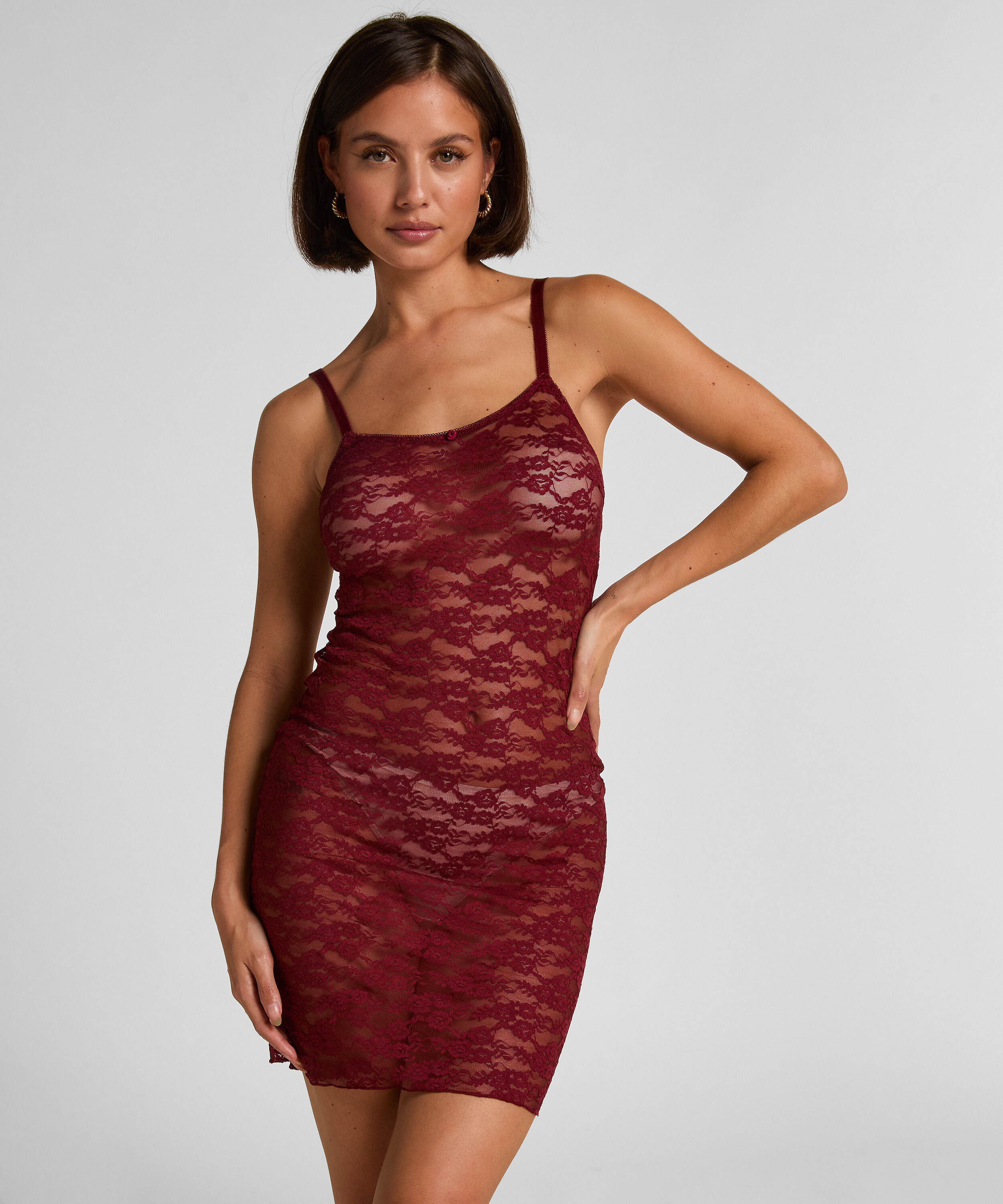 Slipdress aus Allover-Spitze, Rot Slipdress aus Allover-Spitze, Rot