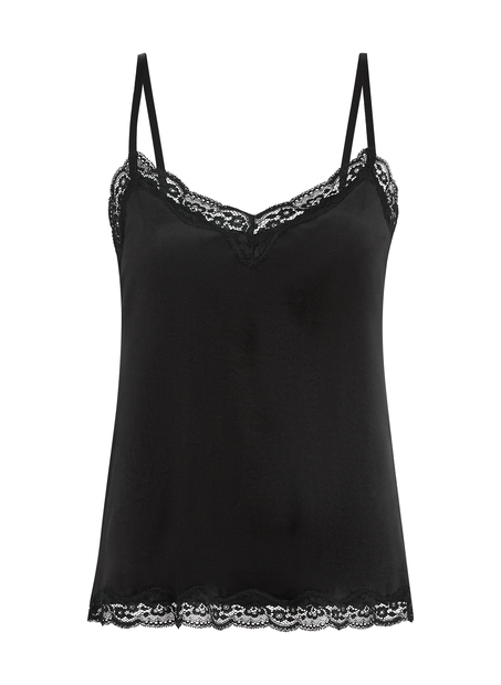 Cami Velours Spitze, Schwarz