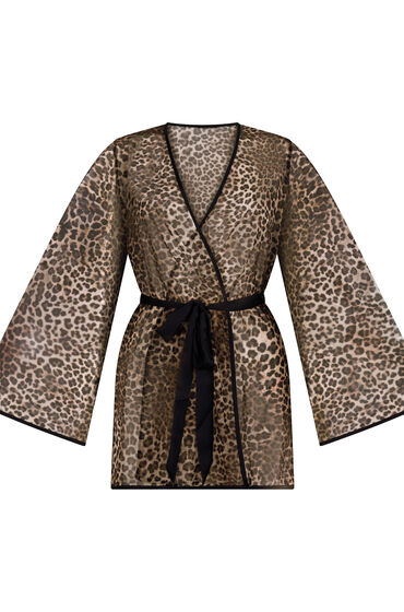 Thumbnail - Hunkemöller Leopard Mesh-Kimono Schwarz