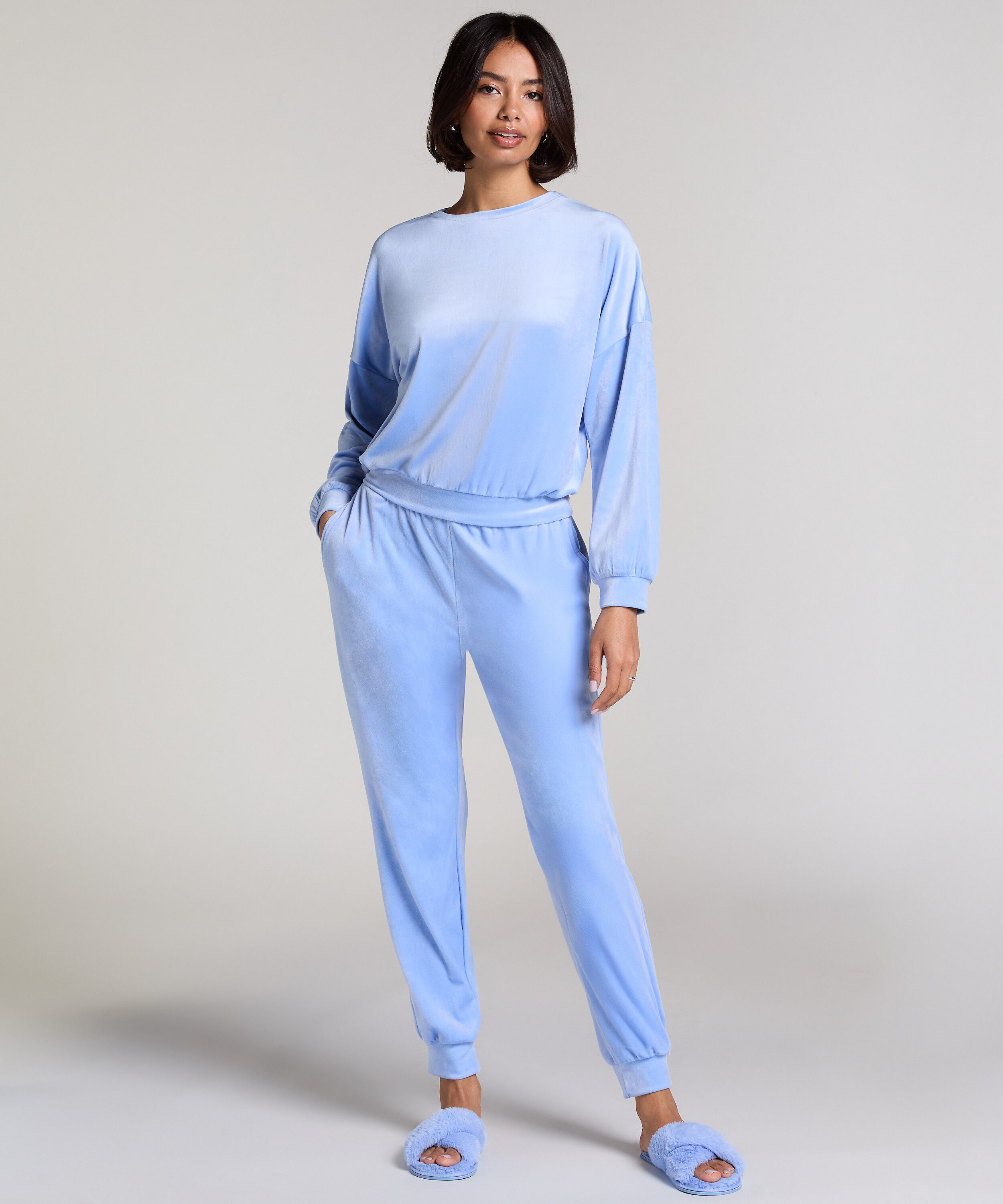 Jogginghose Velours, Blau