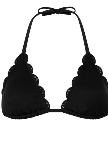 Thumbnail - Hunkemöller Triangel-Bikini mit Blumenfeston Schwarz