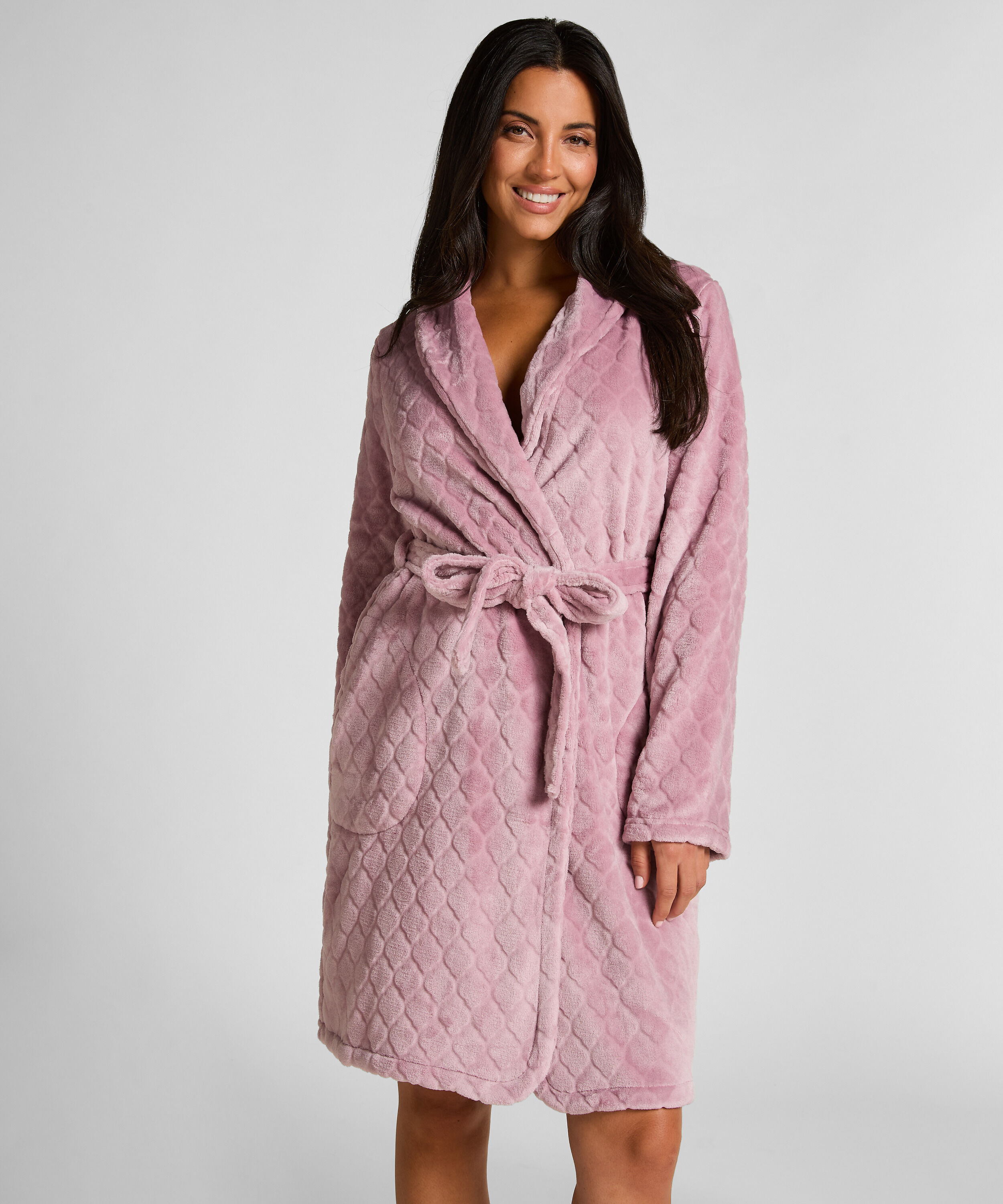 Bademantel kurz Flanell, Lila