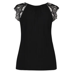 Singlet Jersey Lace, Schwarz