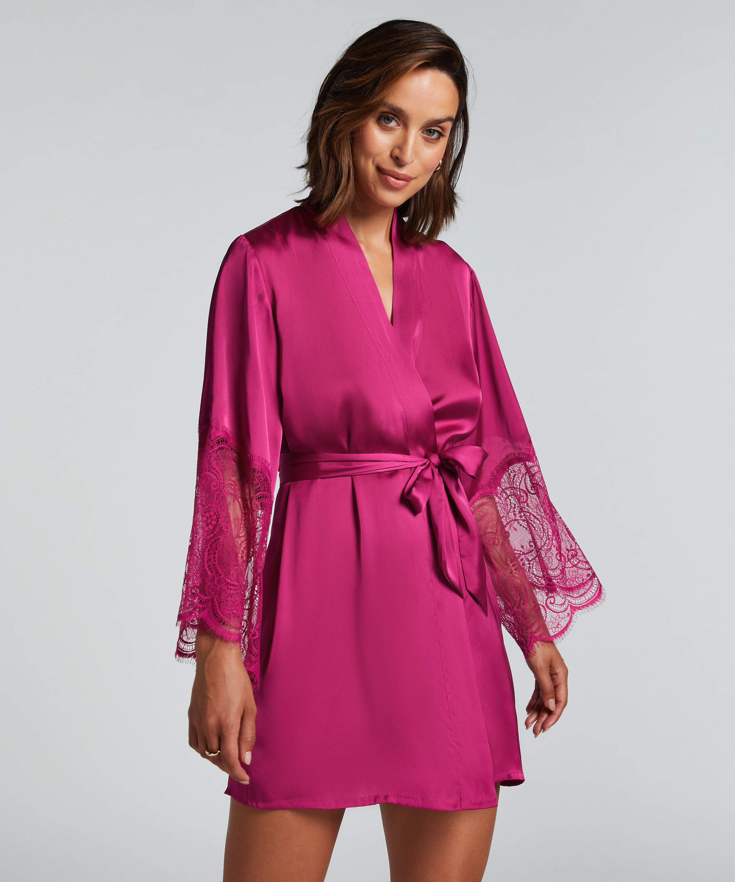 Kimono Satin, Rosa Kimono Satin, Rosa