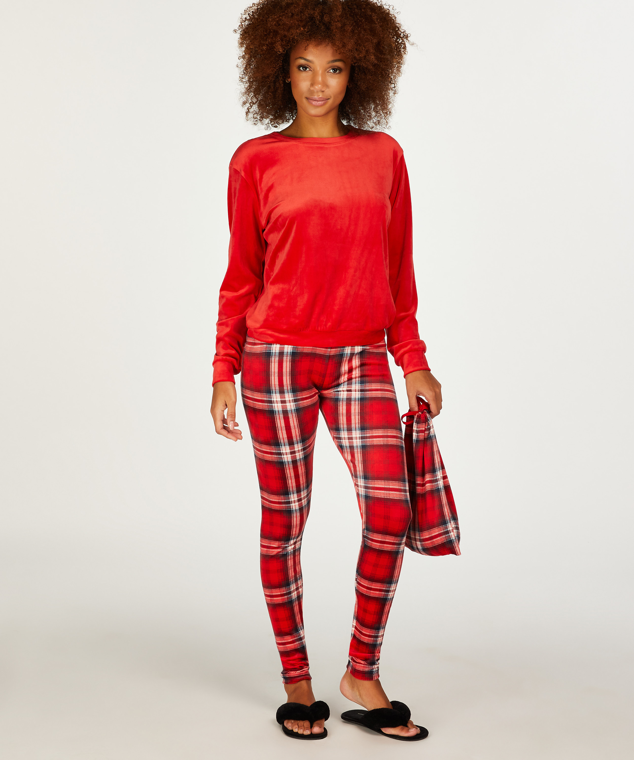Pyjama-Set mit Tasche, Rot, main