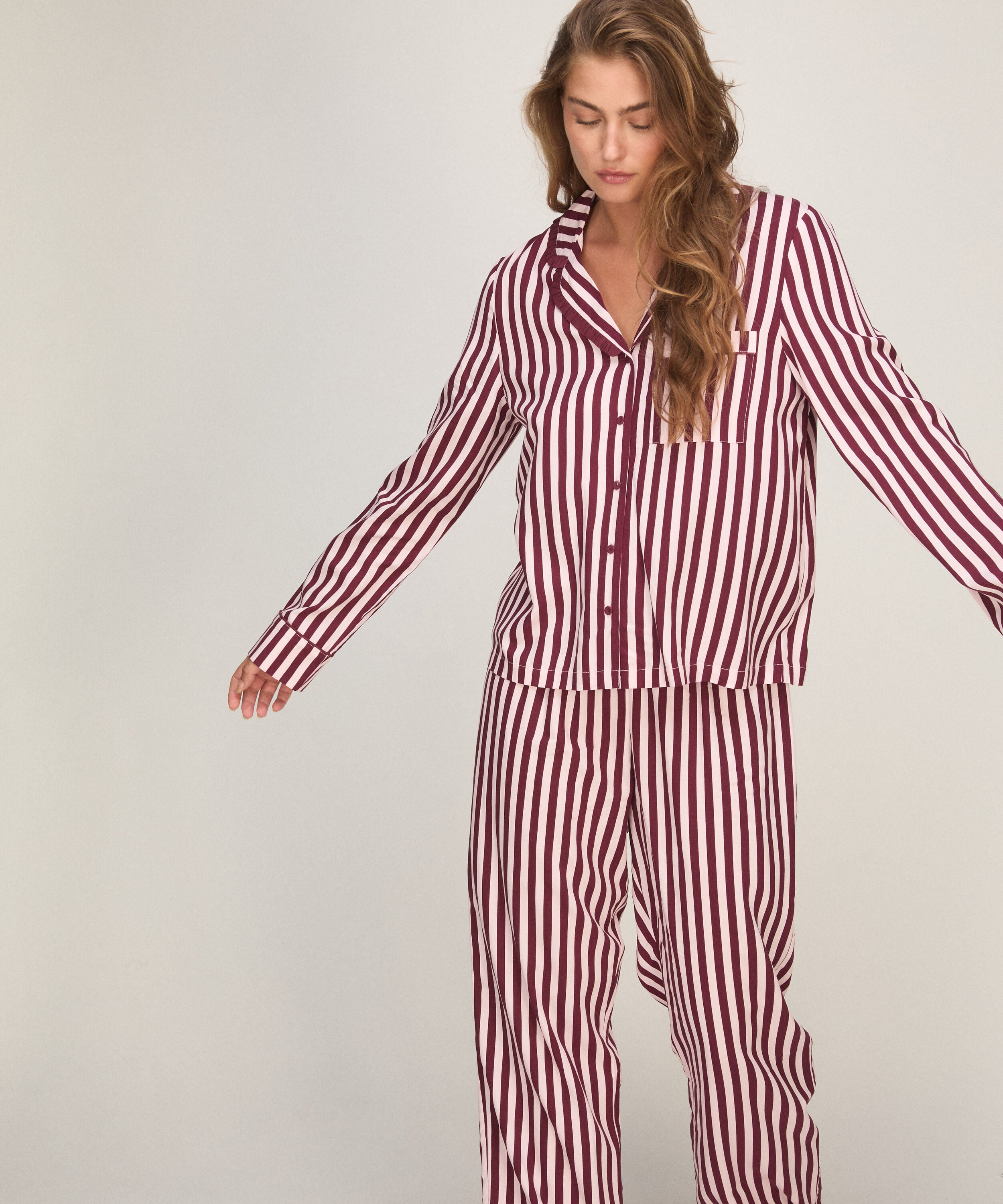 Pyjama Set Poplin Ruffle, Rosa Pyjama Set Poplin Ruffle, Rosa