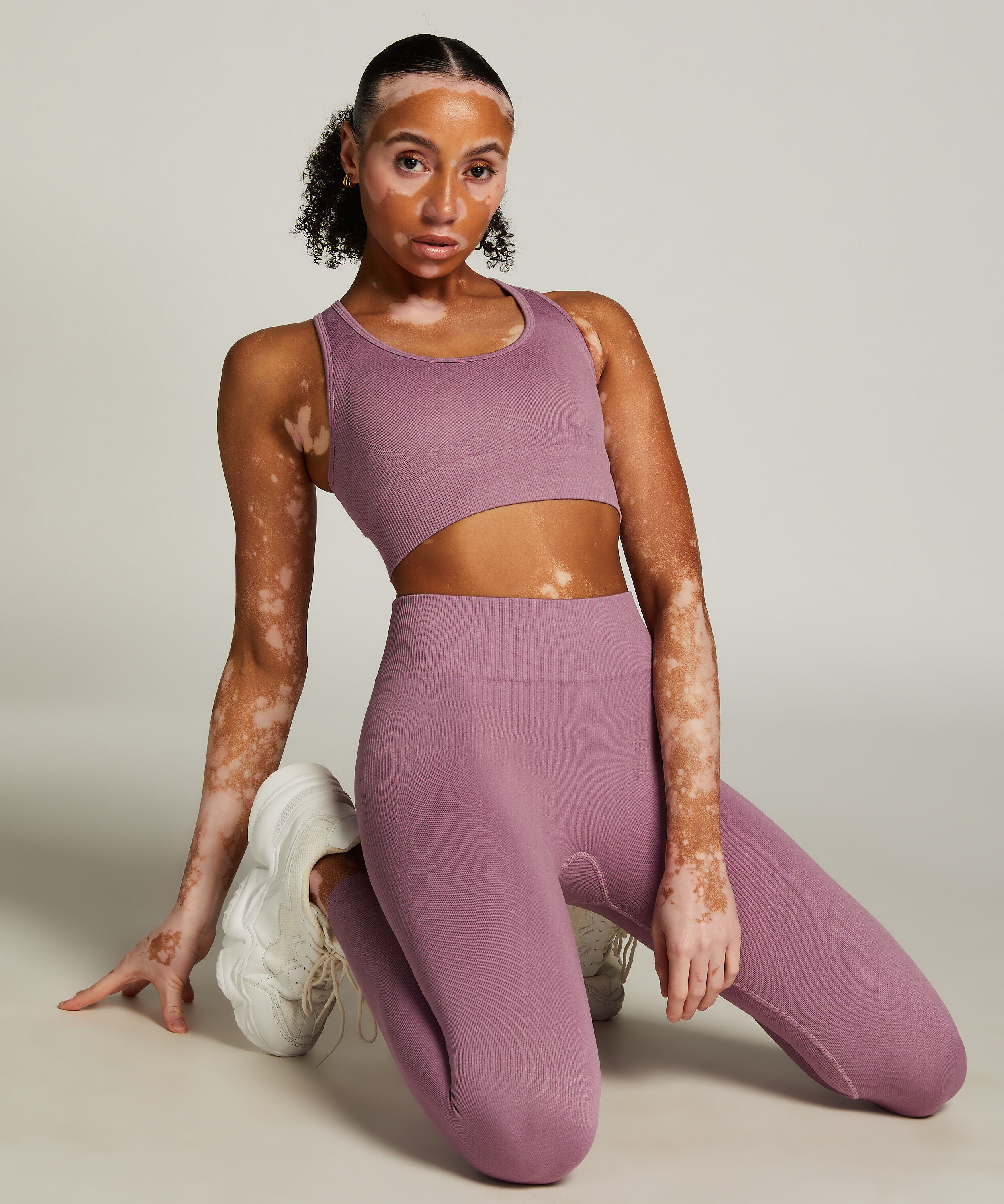 HKMX High Waisted nahtlose Sportleggings, Lila