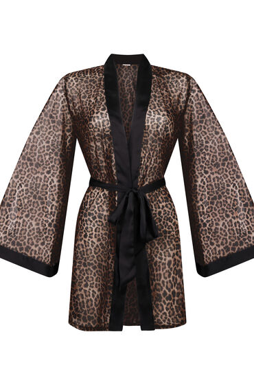 Thumbnail - Hunkemöller Leopard Mesh-Kimono Schwarz
