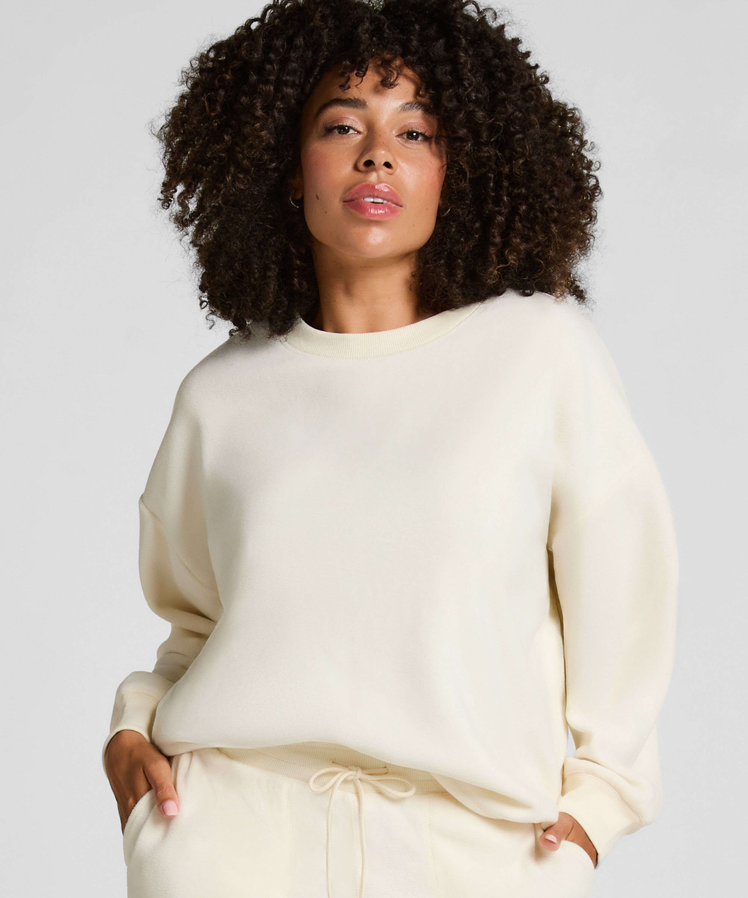 Sportliches Top Fleece, Weiß