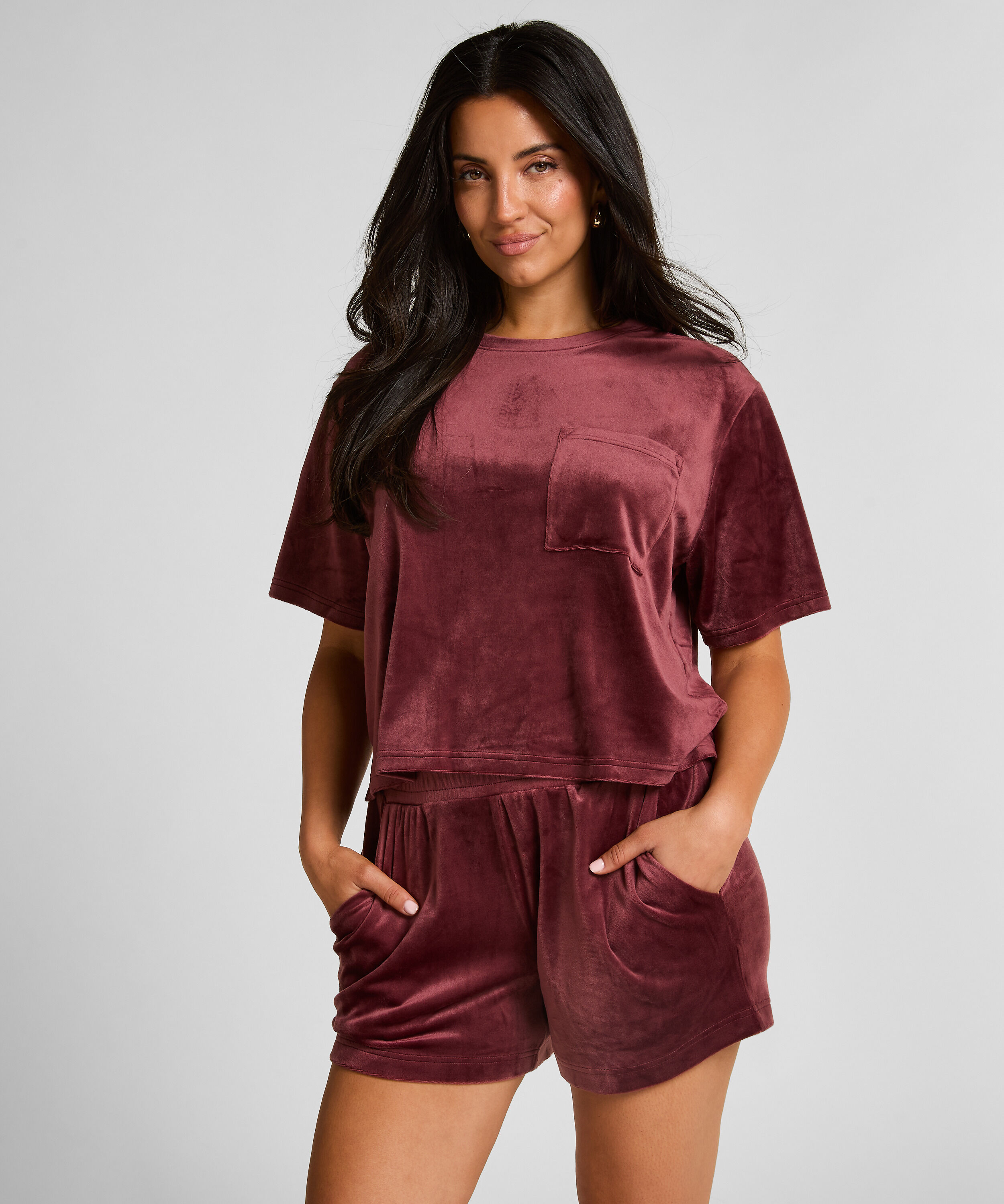 Shorts Velours Pocket, Rot Shorts Velours Pocket, Rot