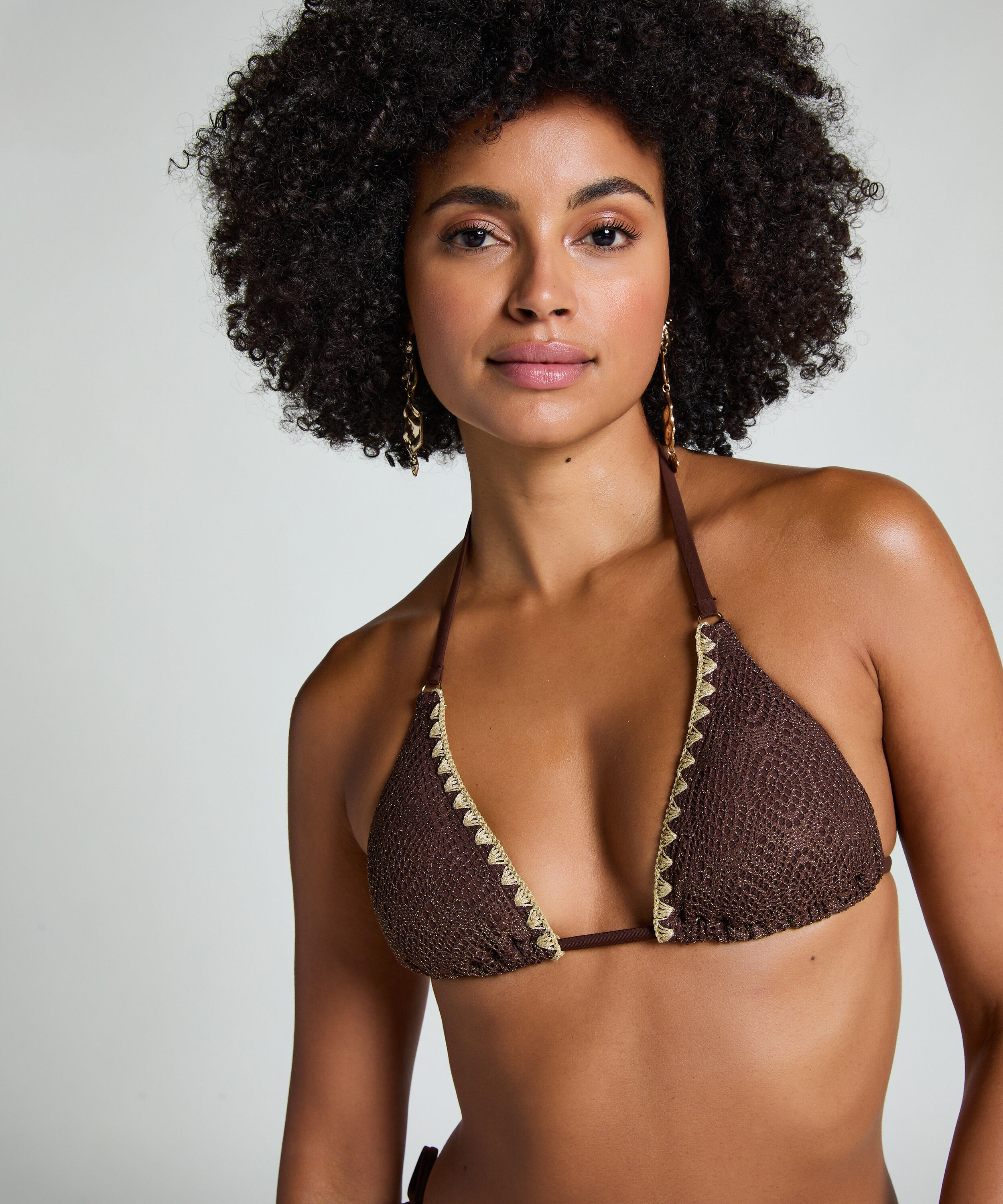 Triangle-Bikinioberteil Crochet, Braun