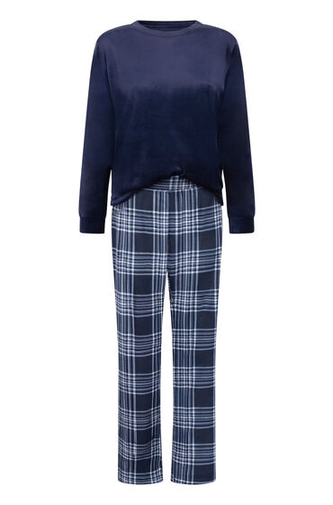 Thumbnail - Hunkemöller Pyjamaset Velours Blau