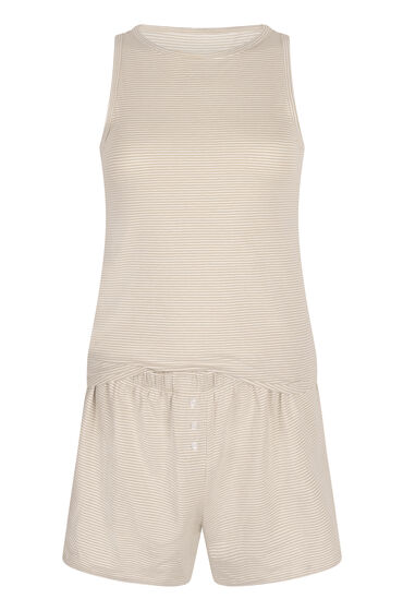 Thumbnail - Hunkemöller Pyjama-Set mit Singlet aus Jersey Beige