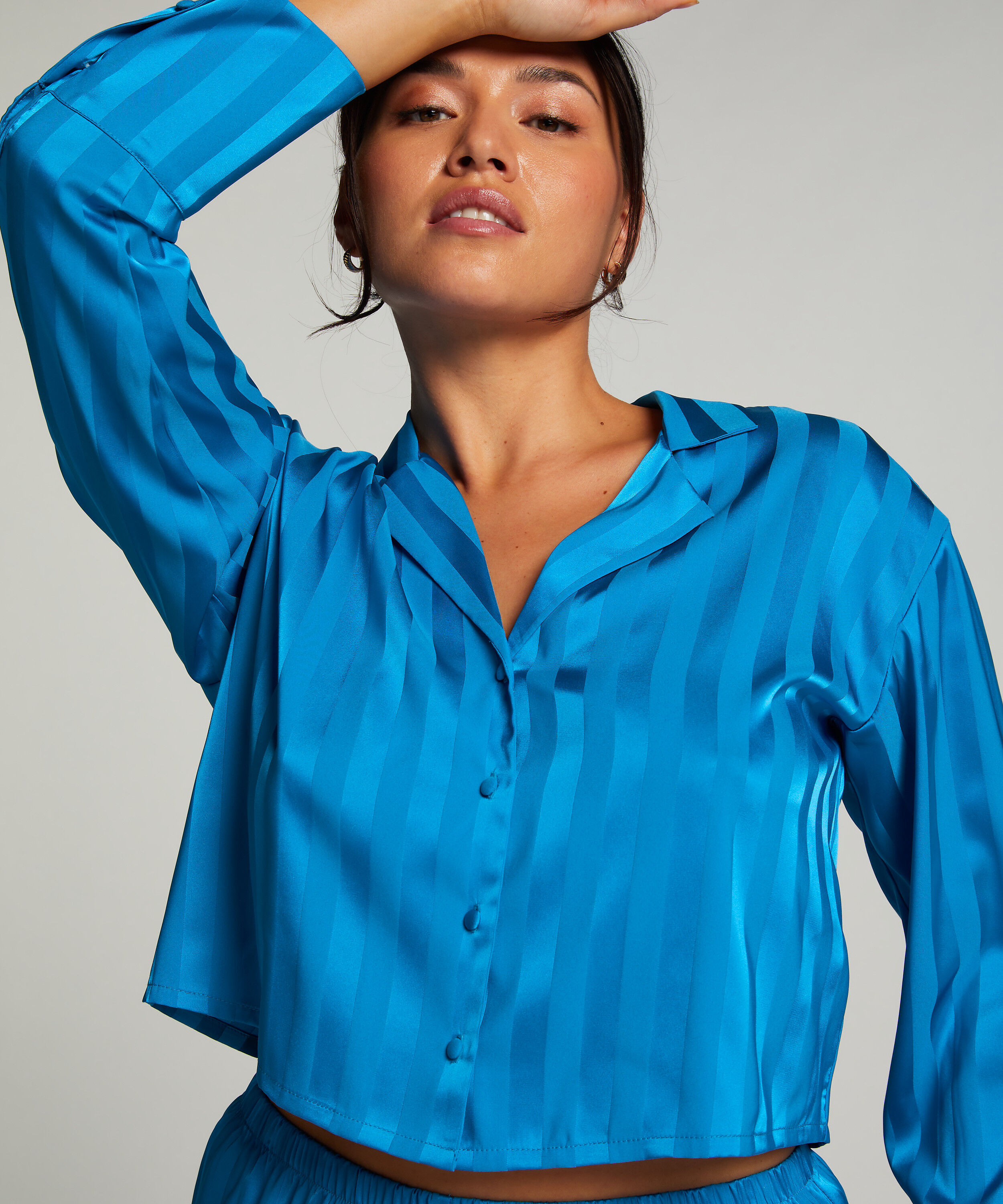 Langarmjacke Satin, Blau